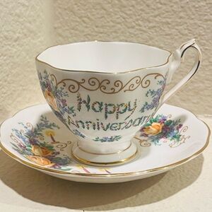 Floral Anniversary Teacup and Saucer
